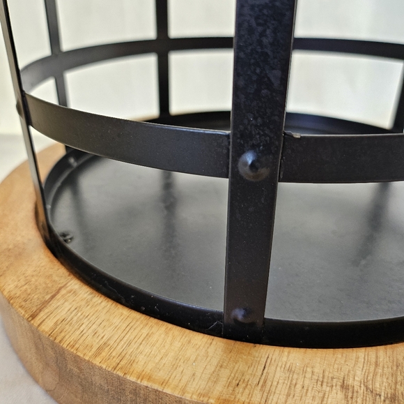 Large Indoor/Outdoor Rustic Wood & Metal Candle Holder Industrial Farmhouse - Picture 6 of 11